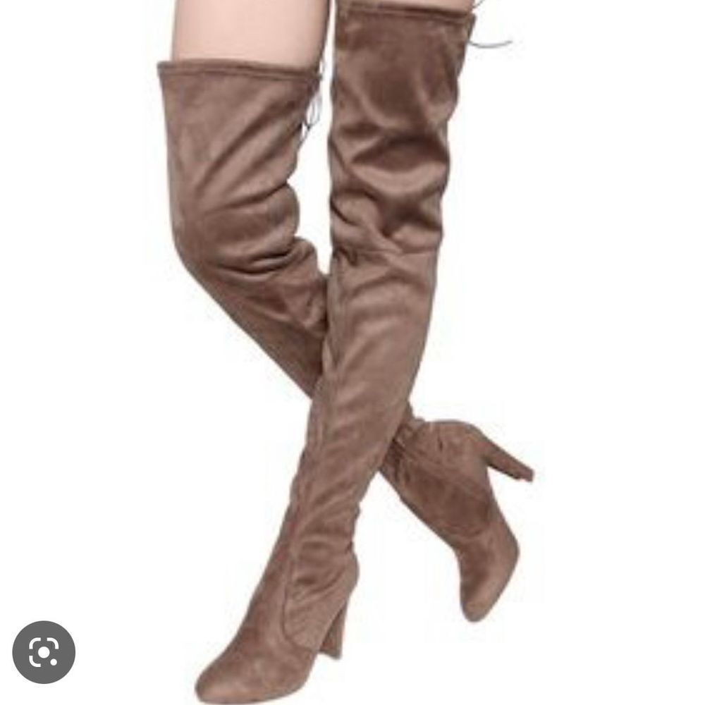 Qupid over the knee faux suede boots heels - Picture 2 of 10